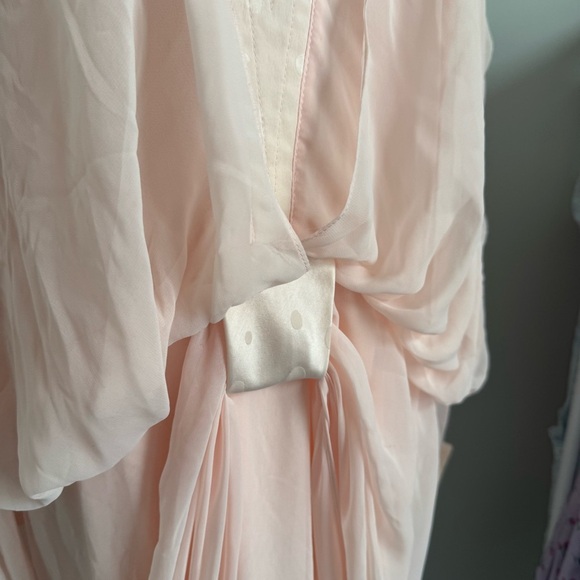 Vintage Blush Pink Draped Dress Dolman Sleeve, Dreamy Coquette 10 - Picture 5 of 9